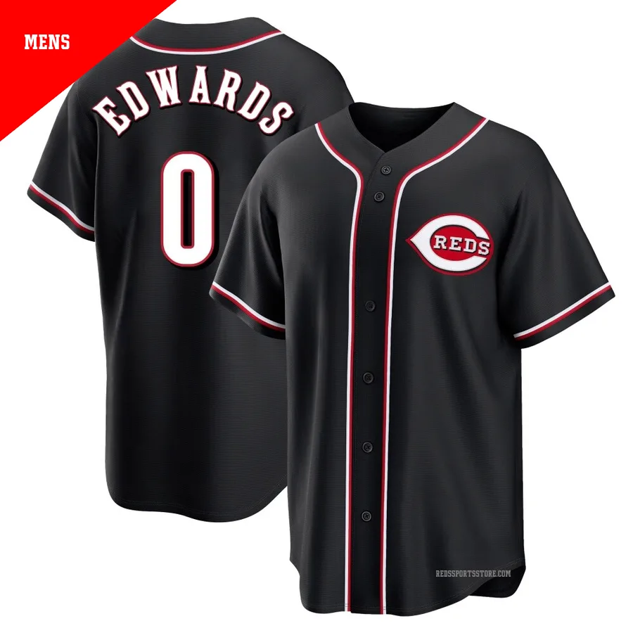Cincinnati Reds ＃0 Jacob Edwards Men's Black Replica Fashion Out Jersey