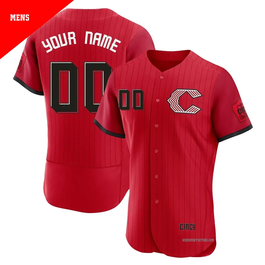 Cincinnati Reds ＃00 Custom Men's Red Authentic 2026 City Connect Stadium Jersey