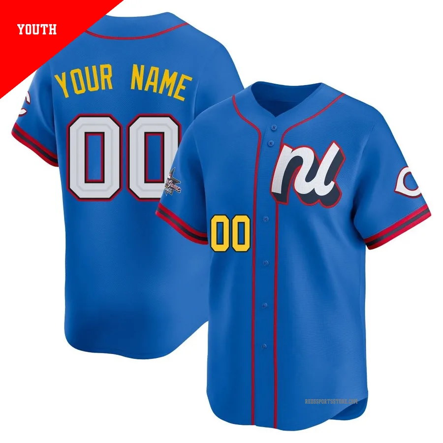 Cincinnati Reds ＃00 Custom Youth Blue Limited National League 2025 All-Star Edition Jersey