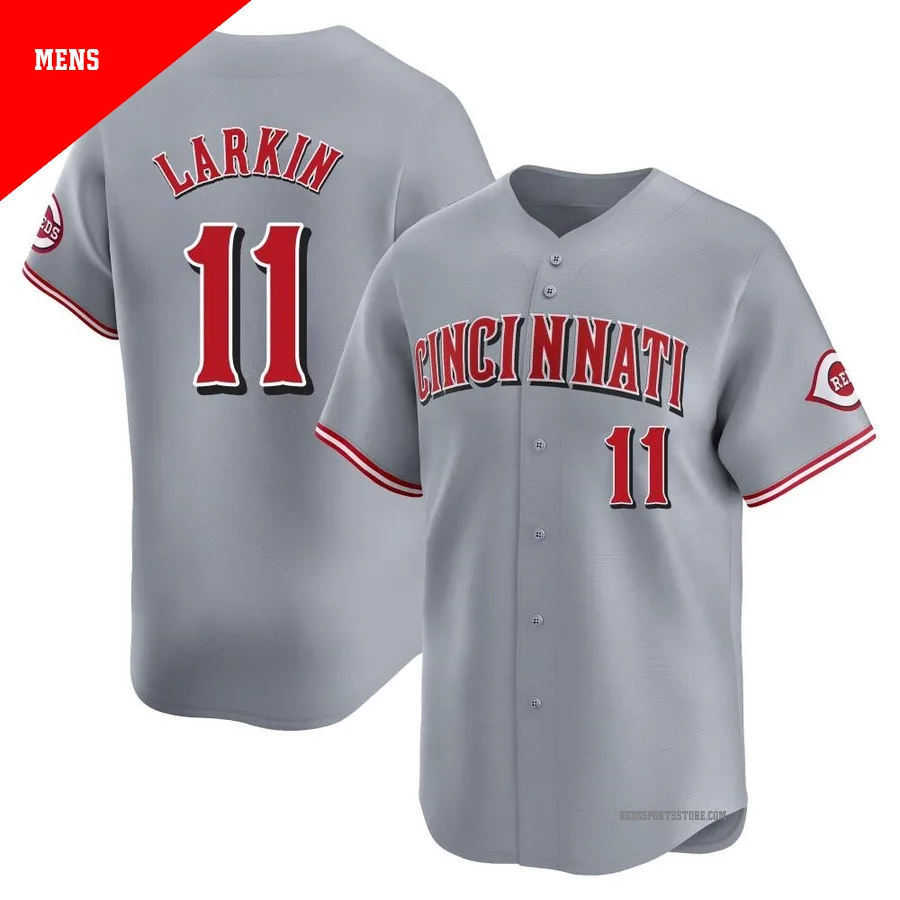 Cincinnati Reds ＃11 Barry Larkin Men's Gray Limited Away Jersey