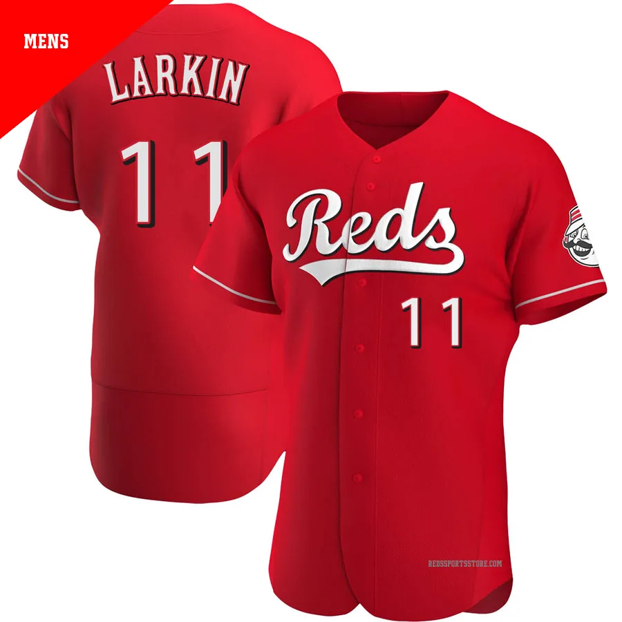 Cincinnati Reds ＃11 Barry Larkin Men's Red Authentic Alternate Jersey