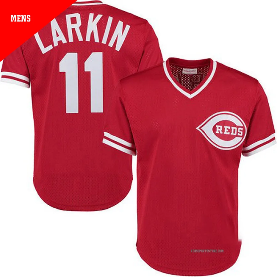 Cincinnati Reds ＃11 Barry Larkin Men's Red Authentic Throwback Jersey