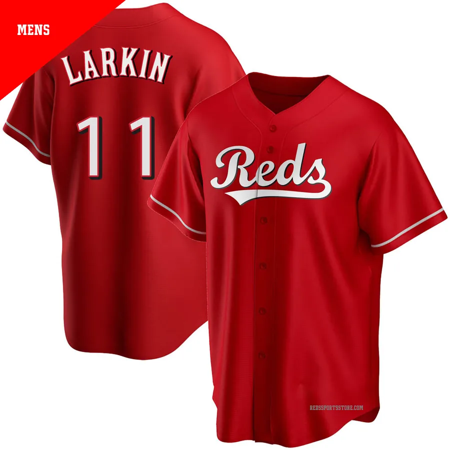 Cincinnati Reds ＃11 Barry Larkin Men's Red Replica Alternate Jersey