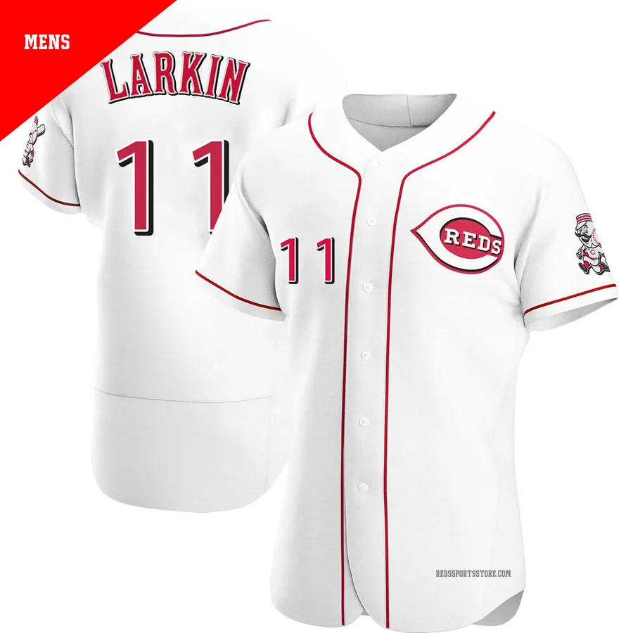 Cincinnati Reds ＃11 Barry Larkin Men's White Authentic Home Jersey
