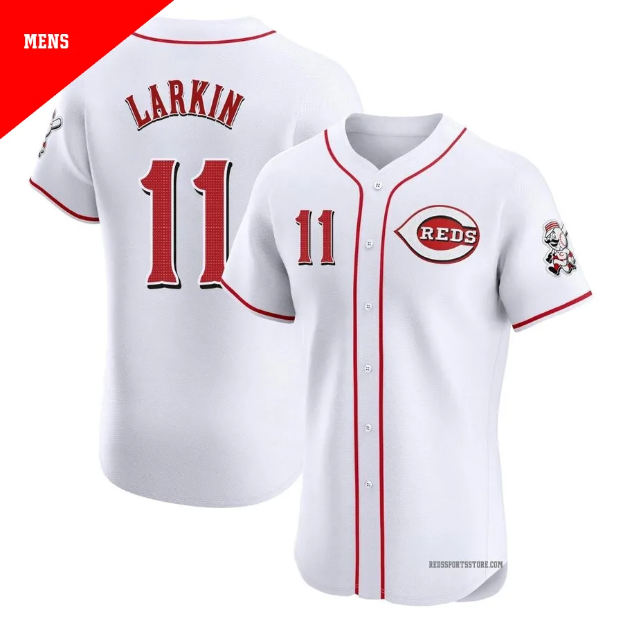 Cincinnati Reds ＃11 Barry Larkin Men's White Elite Home Jersey