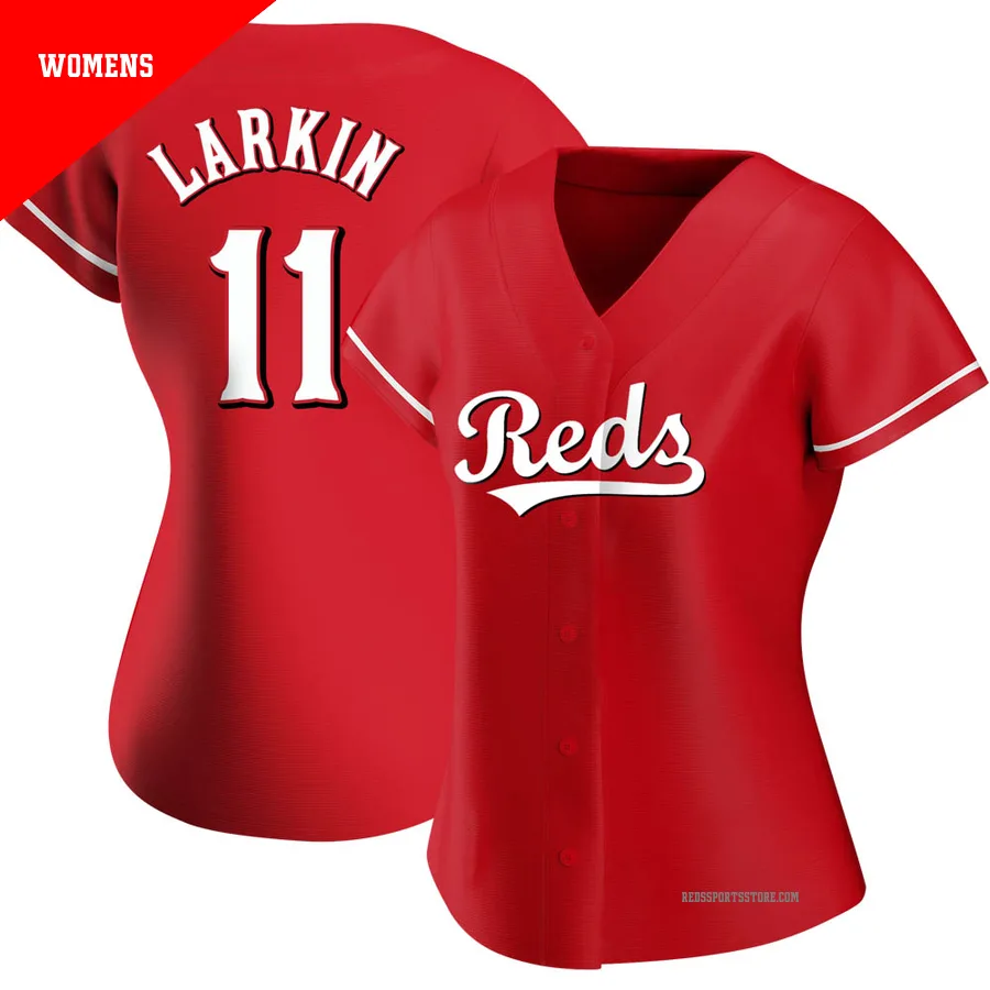 Cincinnati Reds ＃11 Barry Larkin Women's Red Replica Alternate Jersey