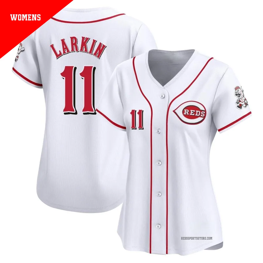 Cincinnati Reds ＃11 Barry Larkin Women's White Limited Home Jersey