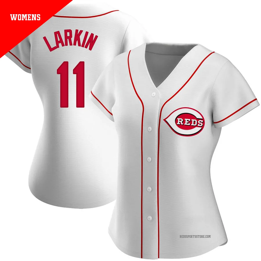 Cincinnati Reds ＃11 Barry Larkin Women's White Replica Home Jersey
