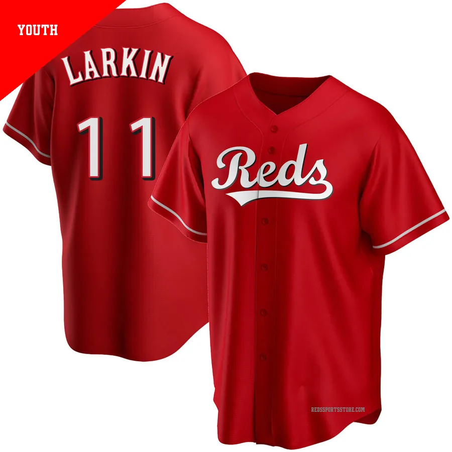 Cincinnati Reds ＃11 Barry Larkin Youth Red Replica Alternate Jersey