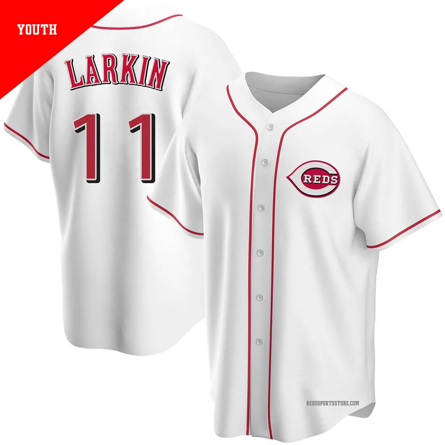 Cincinnati Reds ＃11 Barry Larkin Youth White Replica Home Jersey