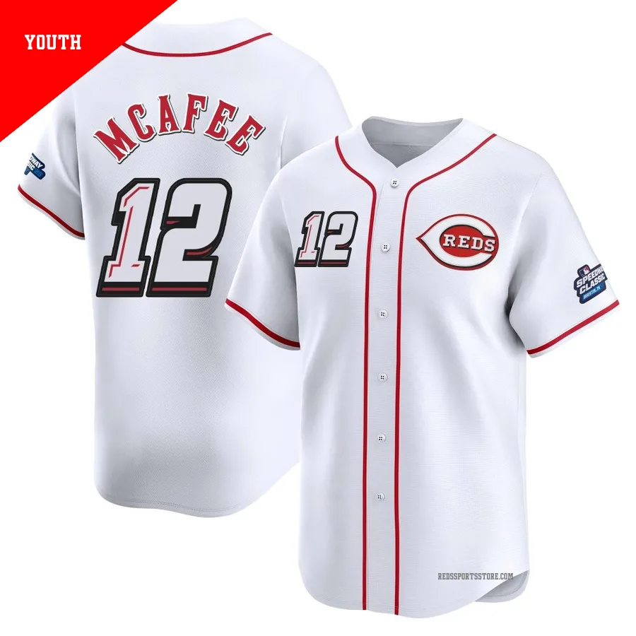 Cincinnati Reds ＃12 Quincy Mcafee Youth White Limited 2025 Speedway Classic Alternate Jersey