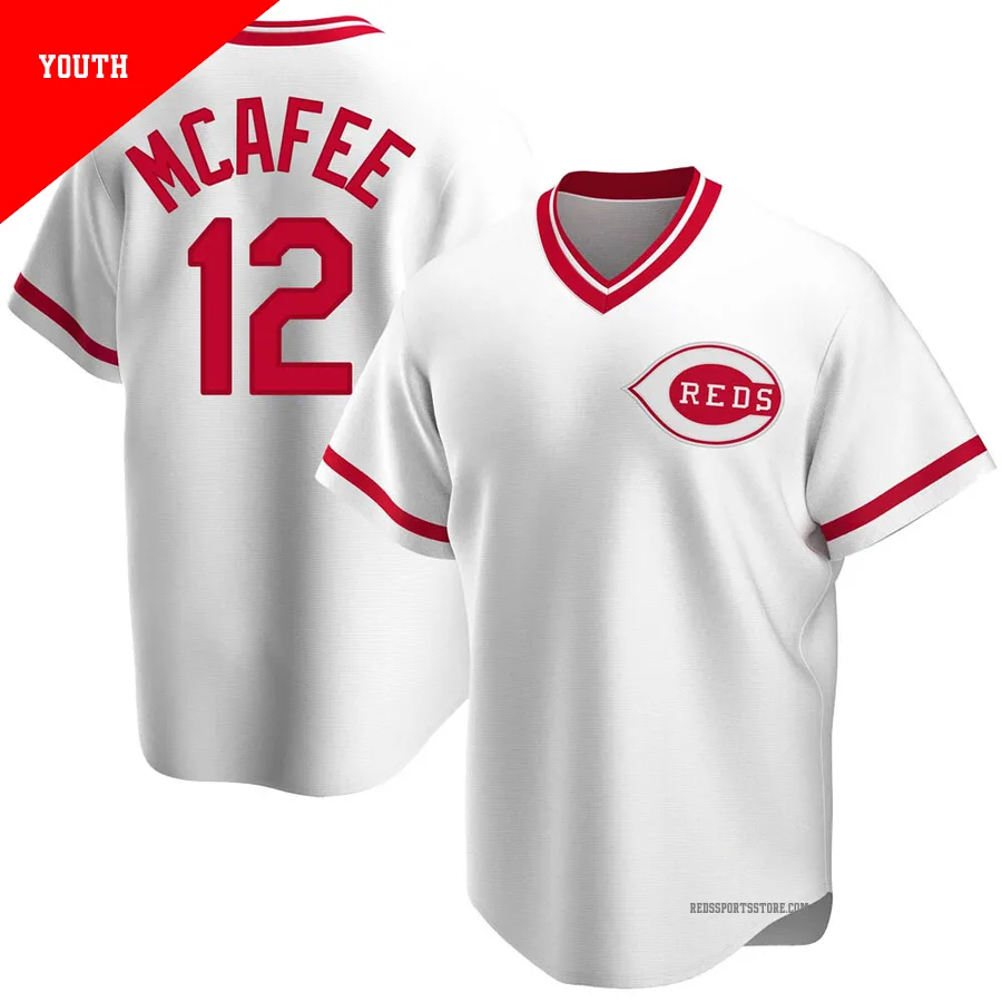 Cincinnati Reds ＃12 Quincy Mcafee Youth White Replica Home Cooperstown Collection Jersey