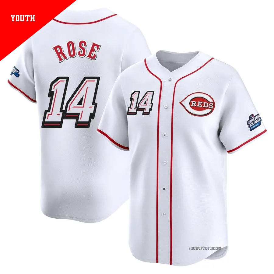 Cincinnati Reds ＃14 Pete Rose Youth White Limited 2025 Speedway Classic Alternate Jersey