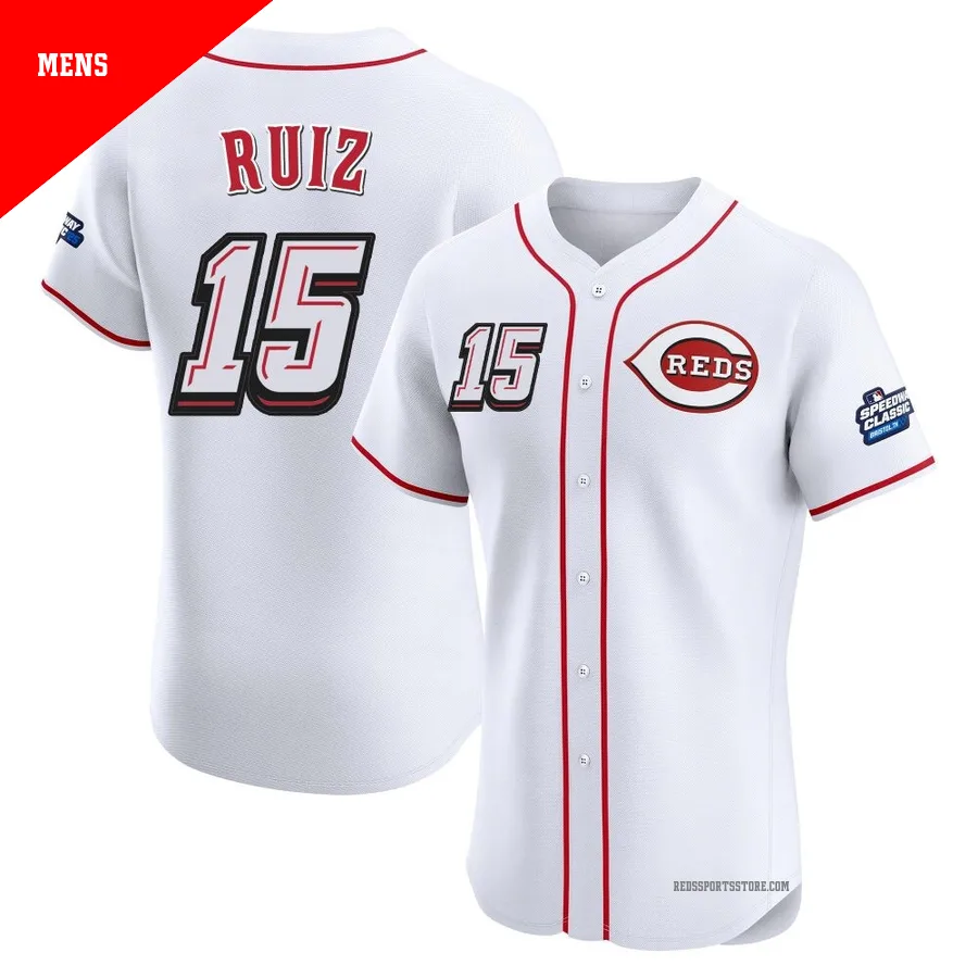 Cincinnati Reds ＃15 Chico Ruiz Men's White Elite 2025 Speedway Classic Alternate Jersey