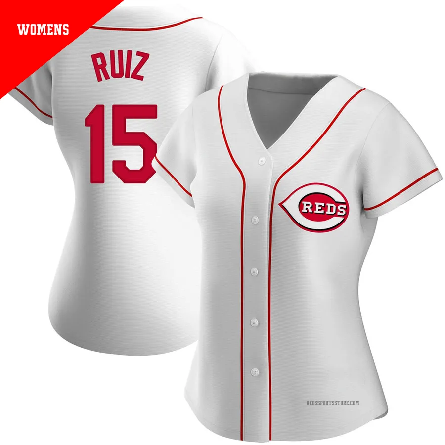 Cincinnati Reds ＃15 Chico Ruiz Women's White Authentic Home Jersey