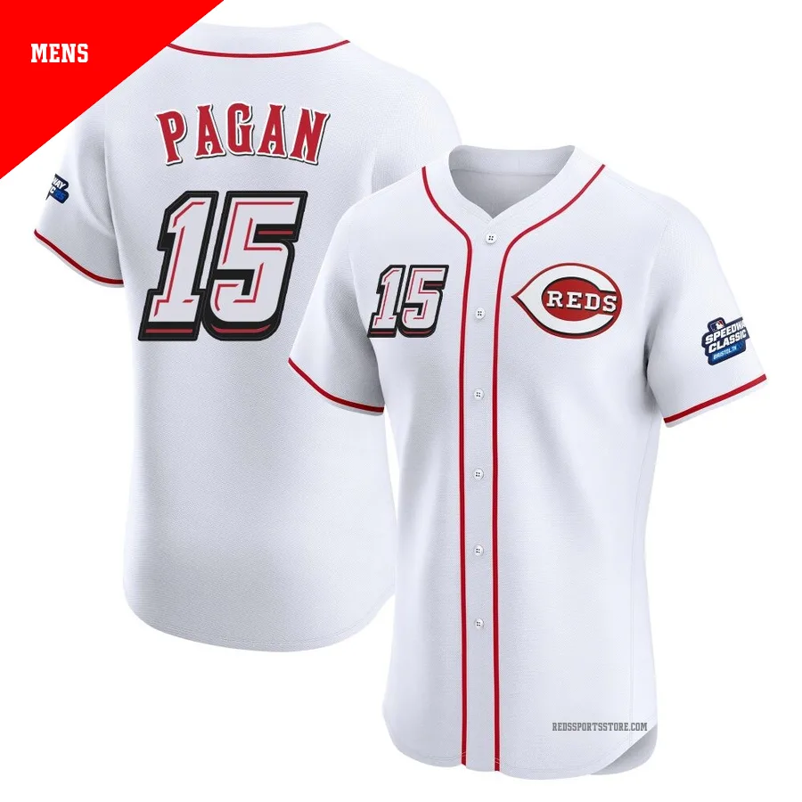 Cincinnati Reds ＃15 Emilio Pagan Men's White Elite 2025 Speedway Classic Alternate Jersey