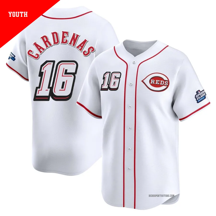 Cincinnati Reds ＃16 Leo Cardenas Youth White Limited 2025 Speedway Classic Alternate Jersey