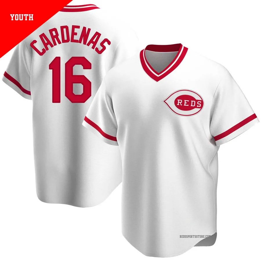 Cincinnati Reds ＃16 Leo Cardenas Youth White Replica Home Cooperstown Collection Jersey