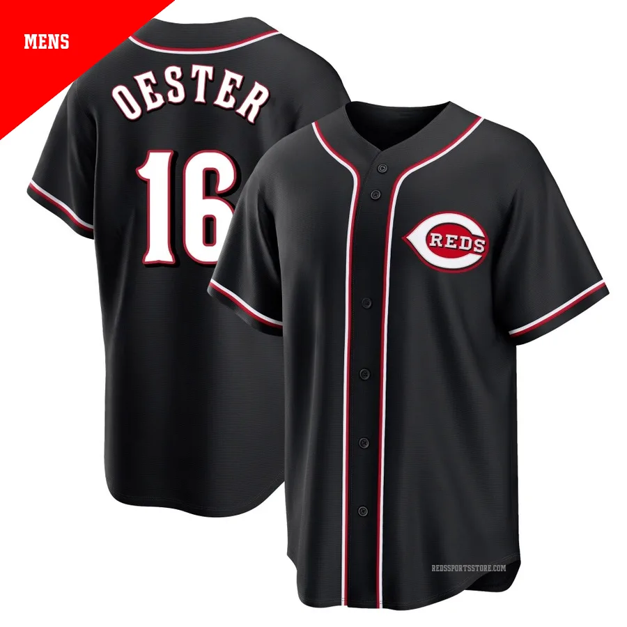 Cincinnati Reds ＃16 Ron Oester Men's Black Replica Fashion Out Jersey