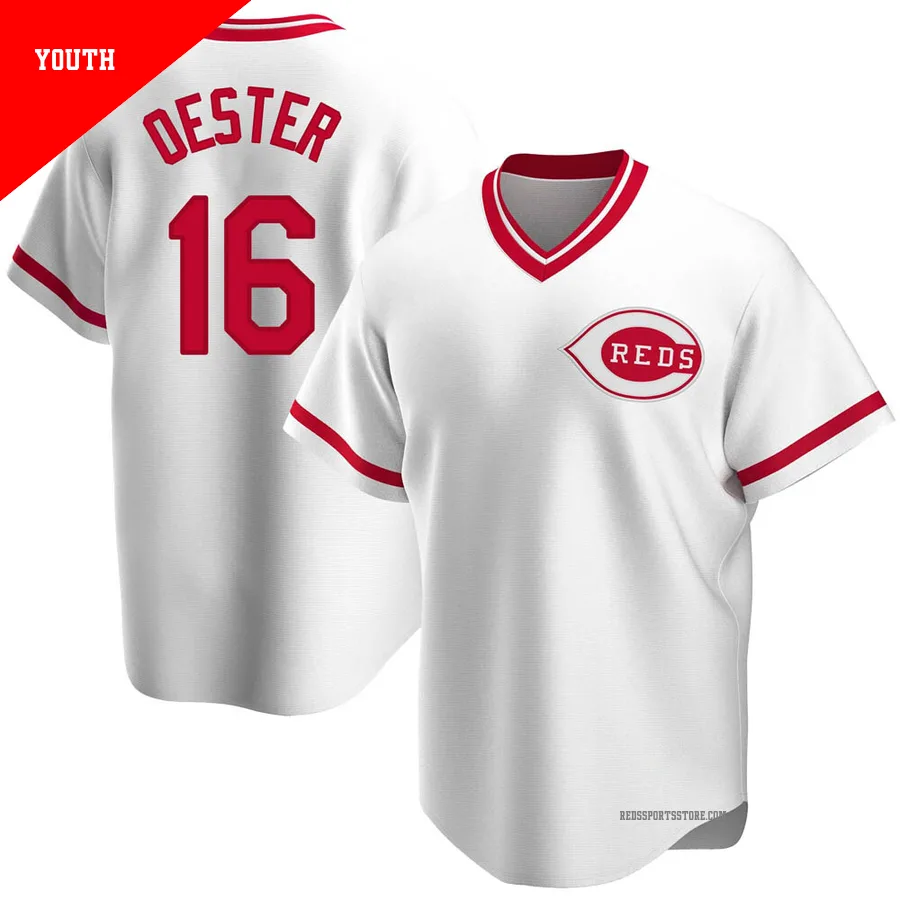 Cincinnati Reds ＃16 Ron Oester Youth White Replica Home Cooperstown Collection Jersey
