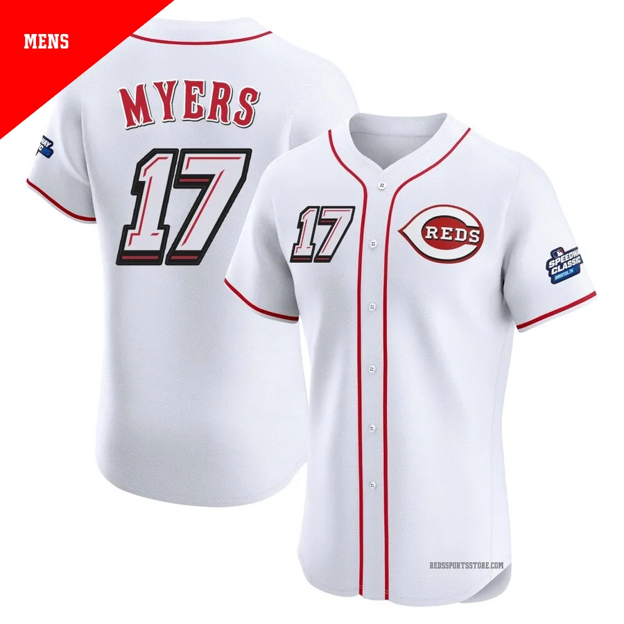 Cincinnati Reds ＃17 Dane Myers Men's White Elite 2025 Speedway Classic Alternate Jersey