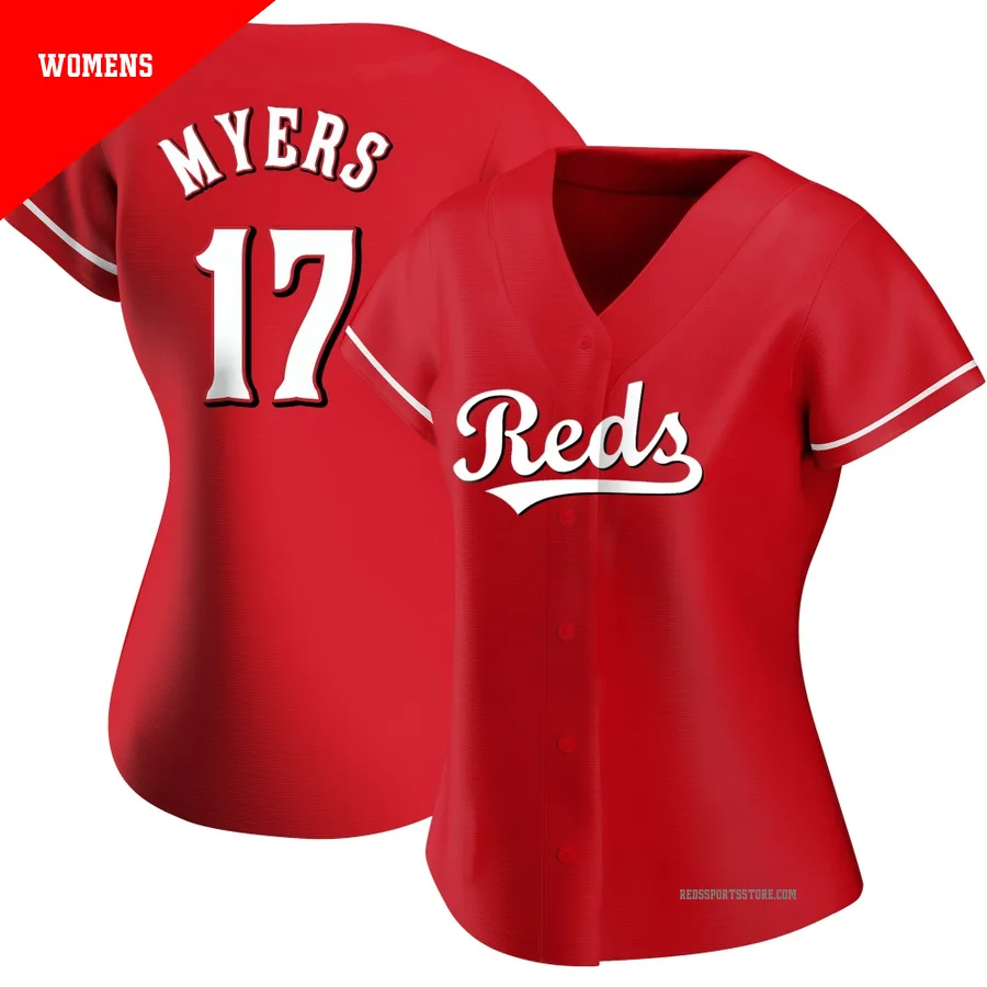 Cincinnati Reds ＃17 Dane Myers Women's Red Authentic Alternate Jersey