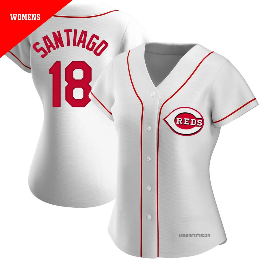 Cincinnati Reds ＃18 Benito Santiago Women's White Replica Home Jersey