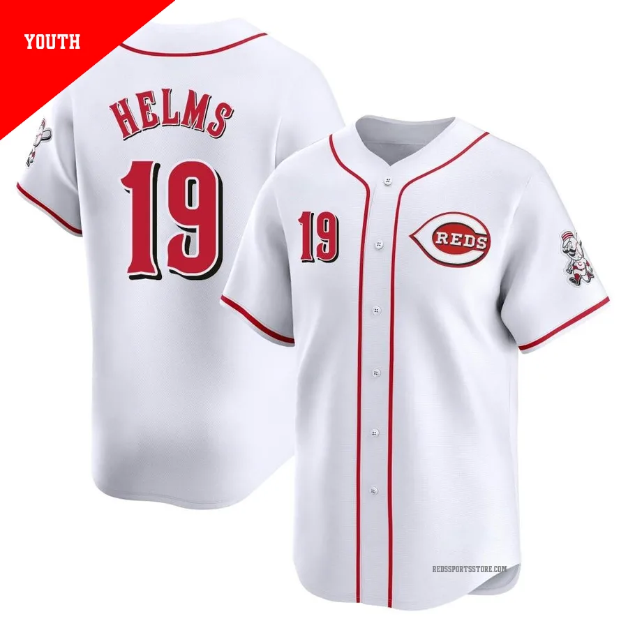 Cincinnati Reds ＃19 Tommy Helms Youth White Limited Home Jersey