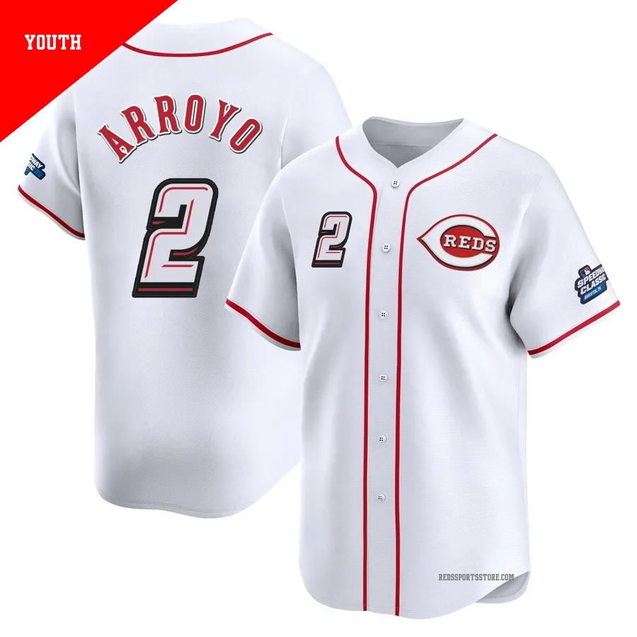 Cincinnati Reds ＃2 Edwin Arroyo Youth White Limited 2025 Speedway Classic Alternate Jersey