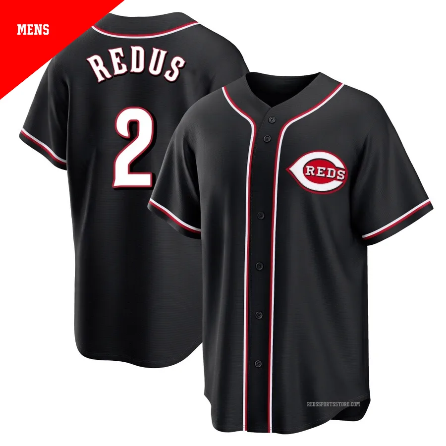 Cincinnati Reds ＃2 Gary Redus Men's Black Replica Fashion Out Jersey