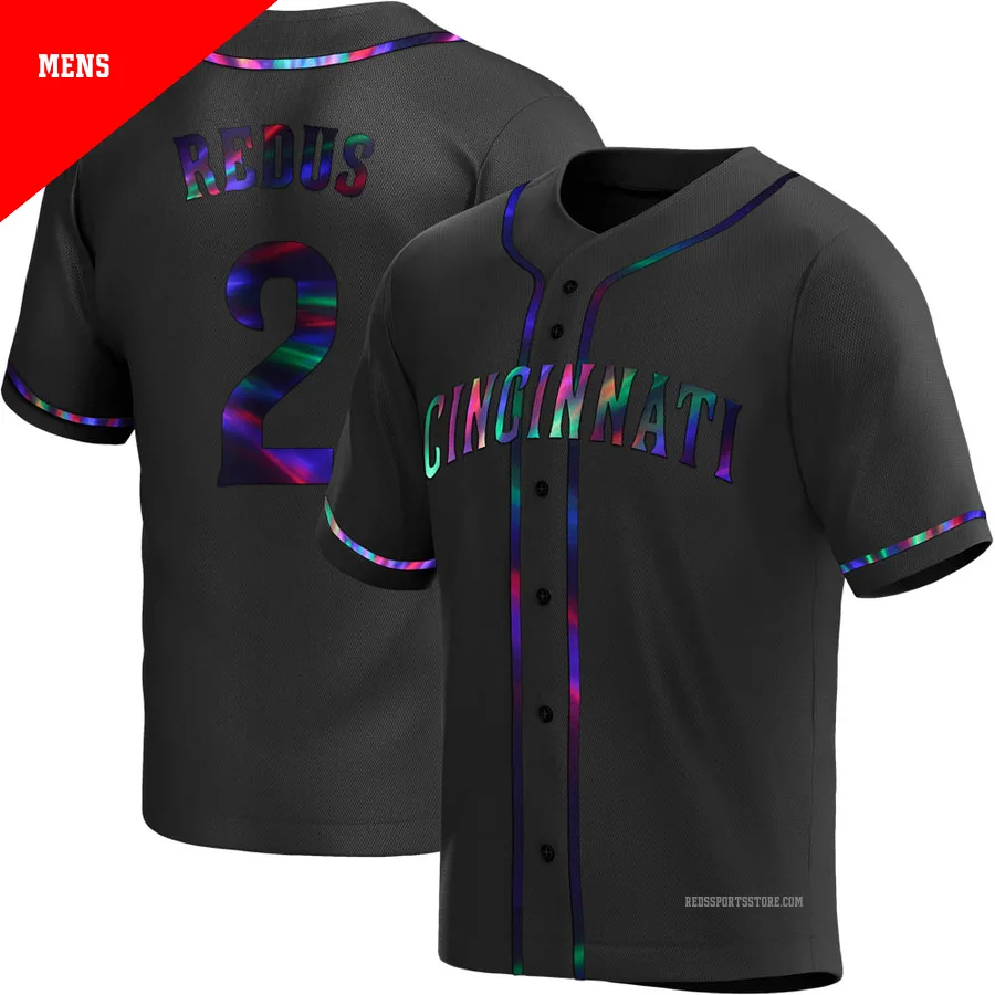 Cincinnati Reds ＃2 Gary Redus Men's Black Replica Holographic Alternate Jersey