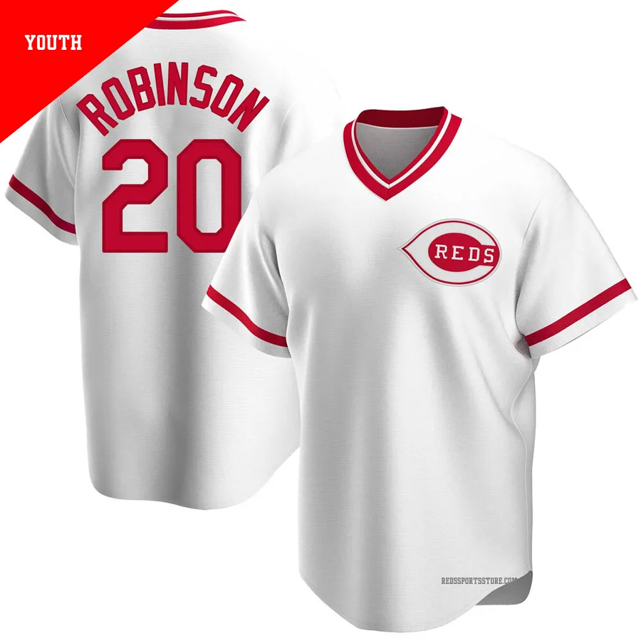 Cincinnati Reds ＃20 Frank Robinson Youth White Replica Home Cooperstown Collection Jersey