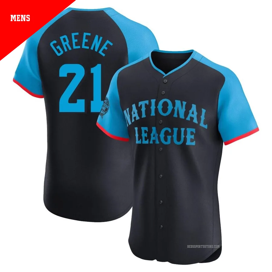 Cincinnati Reds ＃21 Hunter Greene Men's Navy Elite National League 2024 All-Star Game Jersey