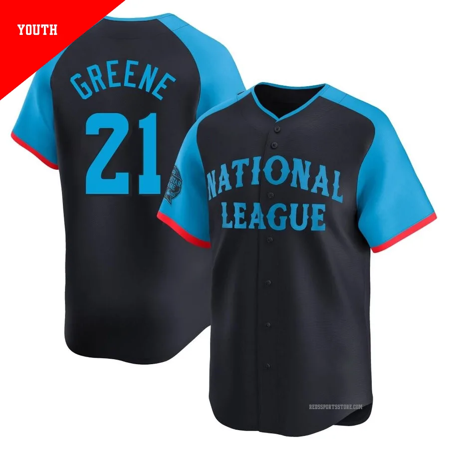 Cincinnati Reds ＃21 Hunter Greene Youth Navy Limited National League 2024 All-Star Game Jersey