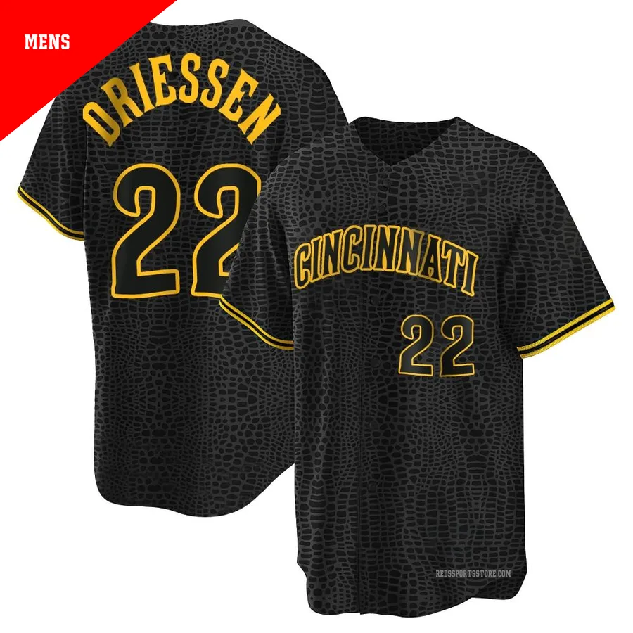 Cincinnati Reds ＃22 Dan Driessen Men's Black Replica Snake Skin City Jersey