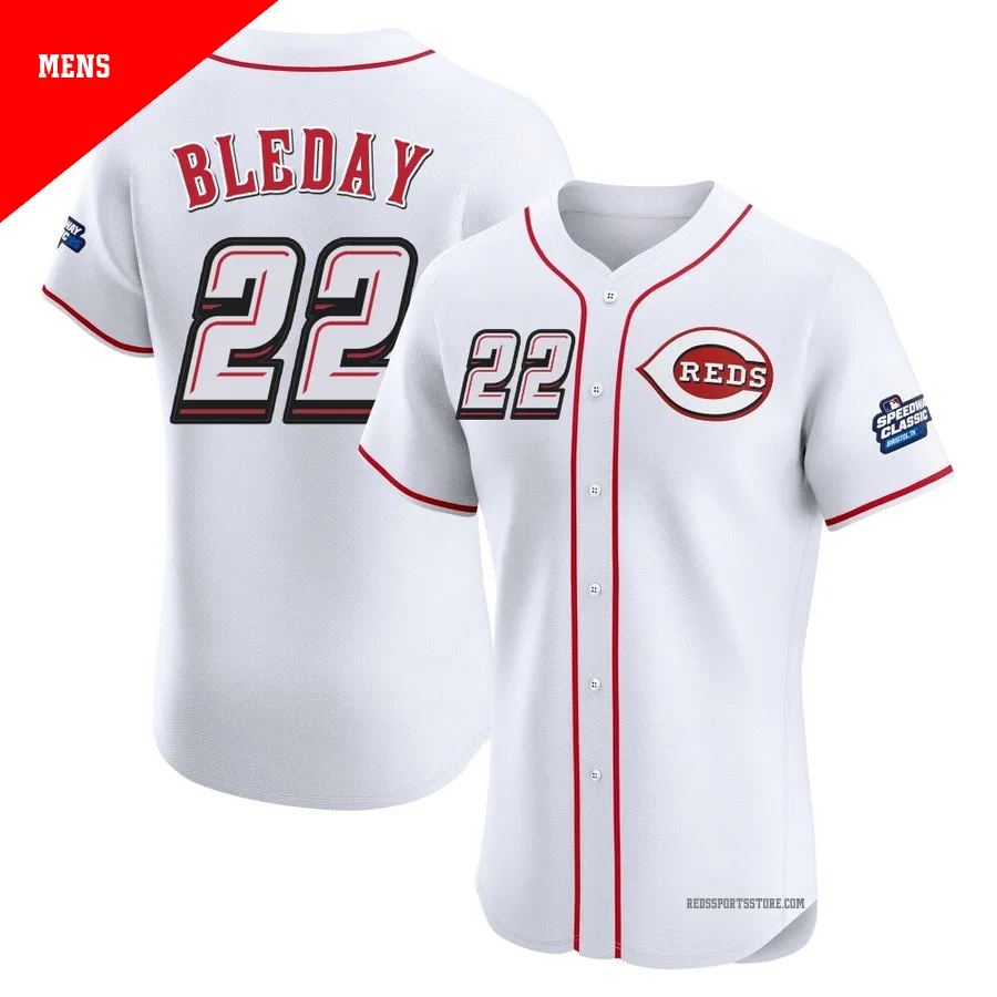 Cincinnati Reds ＃22 JJ Bleday Men's White Elite 2025 Speedway Classic Alternate Jersey