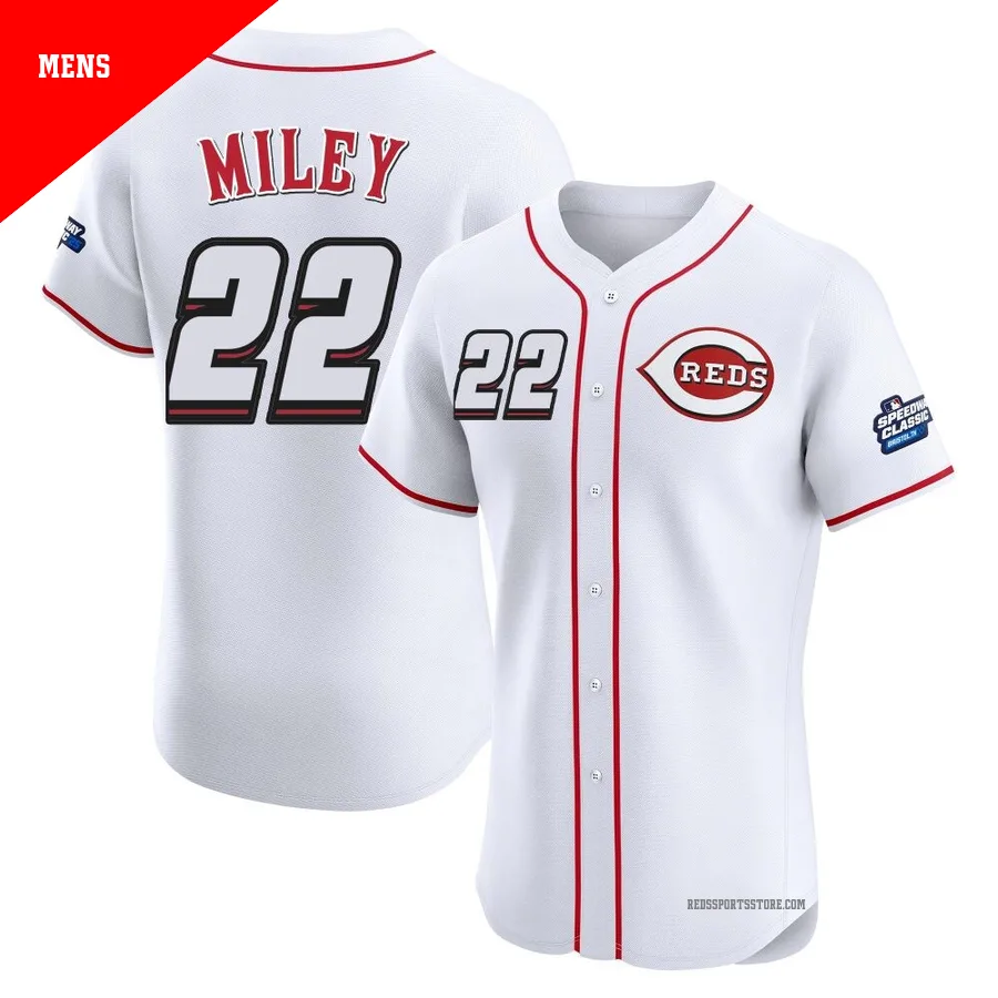 Cincinnati Reds ＃22 Wade Miley Men's White Elite 2025 Speedway Classic Alternate Jersey