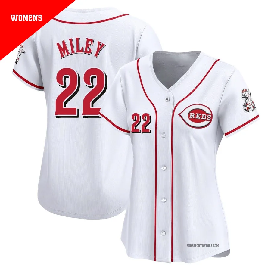 Cincinnati Reds ＃22 Wade Miley Women's White Limited Home Jersey