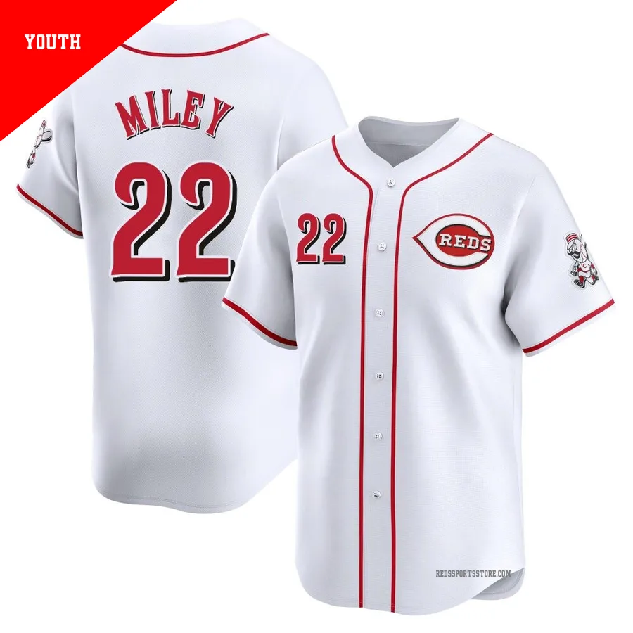 Cincinnati Reds ＃22 Wade Miley Youth White Limited Home Jersey