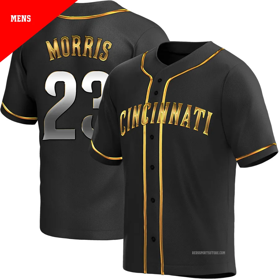 Cincinnati Reds ＃23 Hal Morris Men's Gold Replica Black en Alternate Jersey