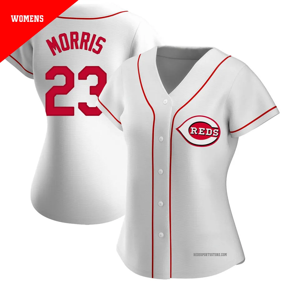Cincinnati Reds ＃23 Hal Morris Women's White Authentic Home Jersey