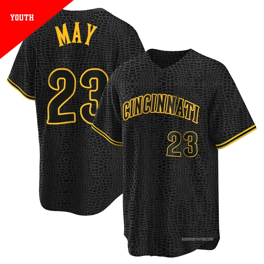 Cincinnati Reds ＃23 Lee May Youth Black Replica Snake Skin City Jersey