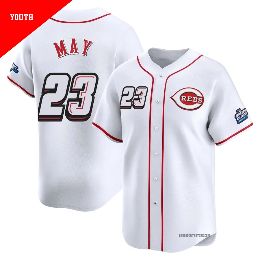 Cincinnati Reds ＃23 Lee May Youth White Limited 2025 Speedway Classic Alternate Jersey