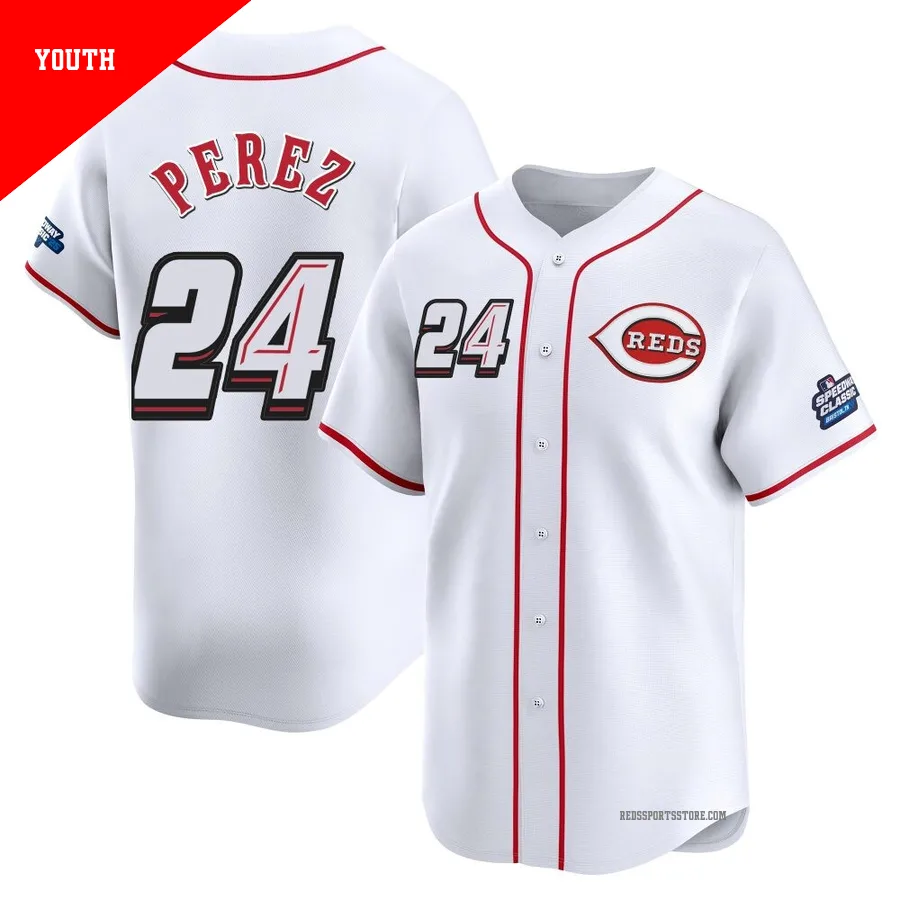 Cincinnati Reds ＃24 Tony Perez Youth White Limited 2025 Speedway Classic Alternate Jersey