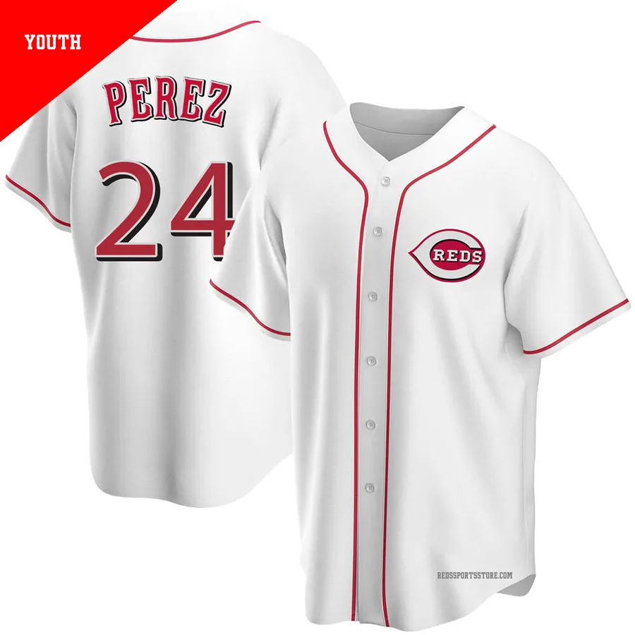 Cincinnati Reds ＃24 Tony Perez Youth White Replica Home Jersey