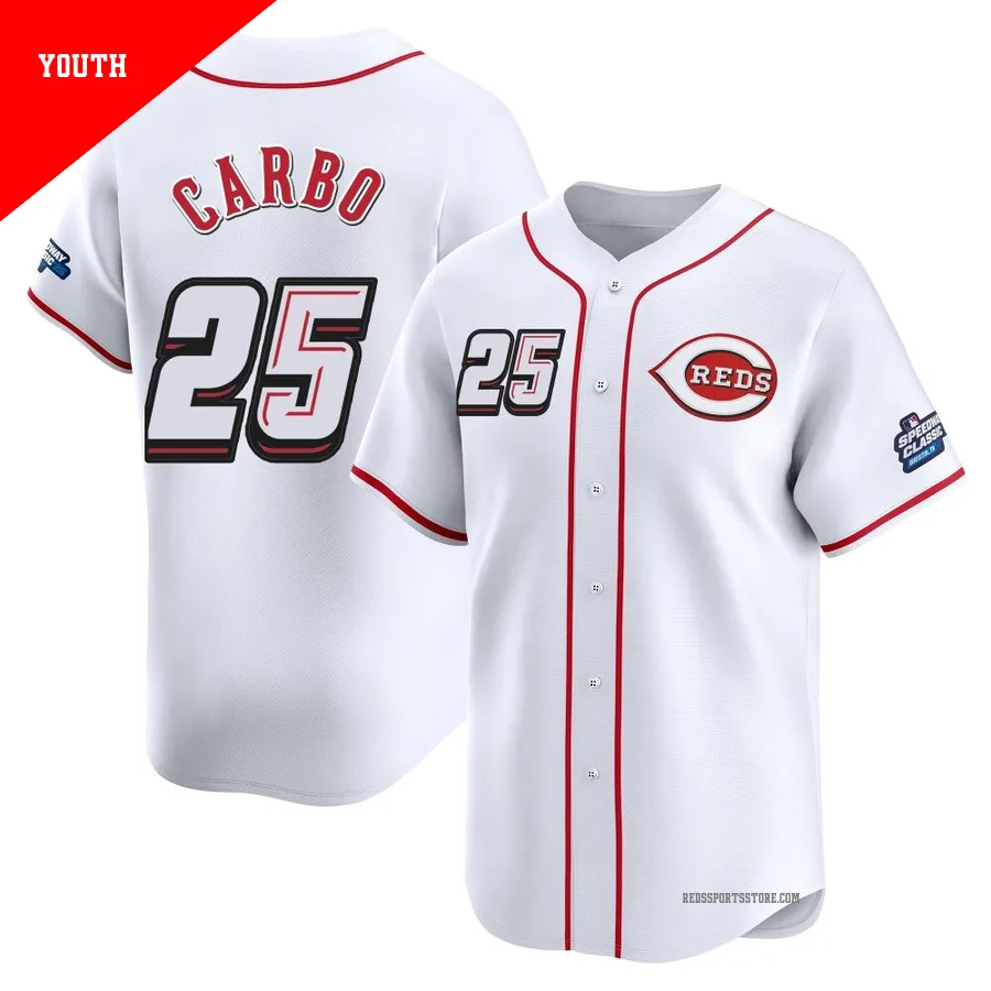Cincinnati Reds ＃25 Bernie Carbo Youth White Limited 2025 Speedway Classic Alternate Jersey