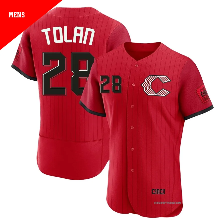 Cincinnati Reds ＃28 Bobby Tolan Men's Red Authentic 2026 City Connect Stadium Jersey