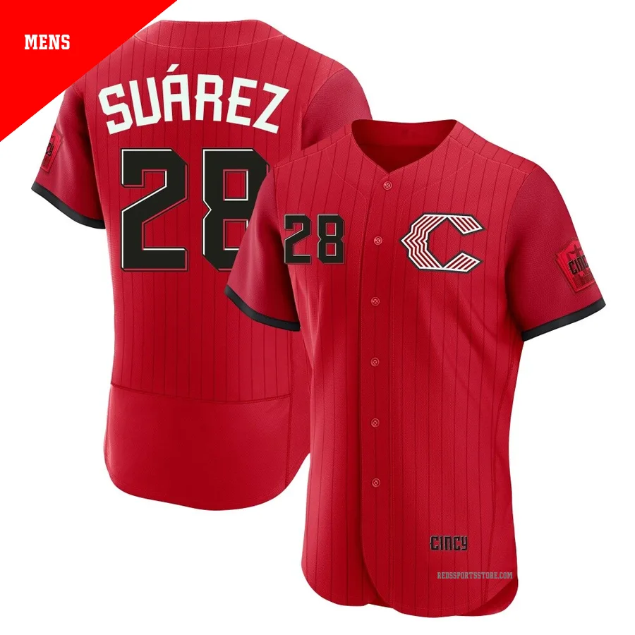 Cincinnati Reds ＃28 Eugenio Suarez Men's Red Authentic 2026 City Connect Stadium Jersey