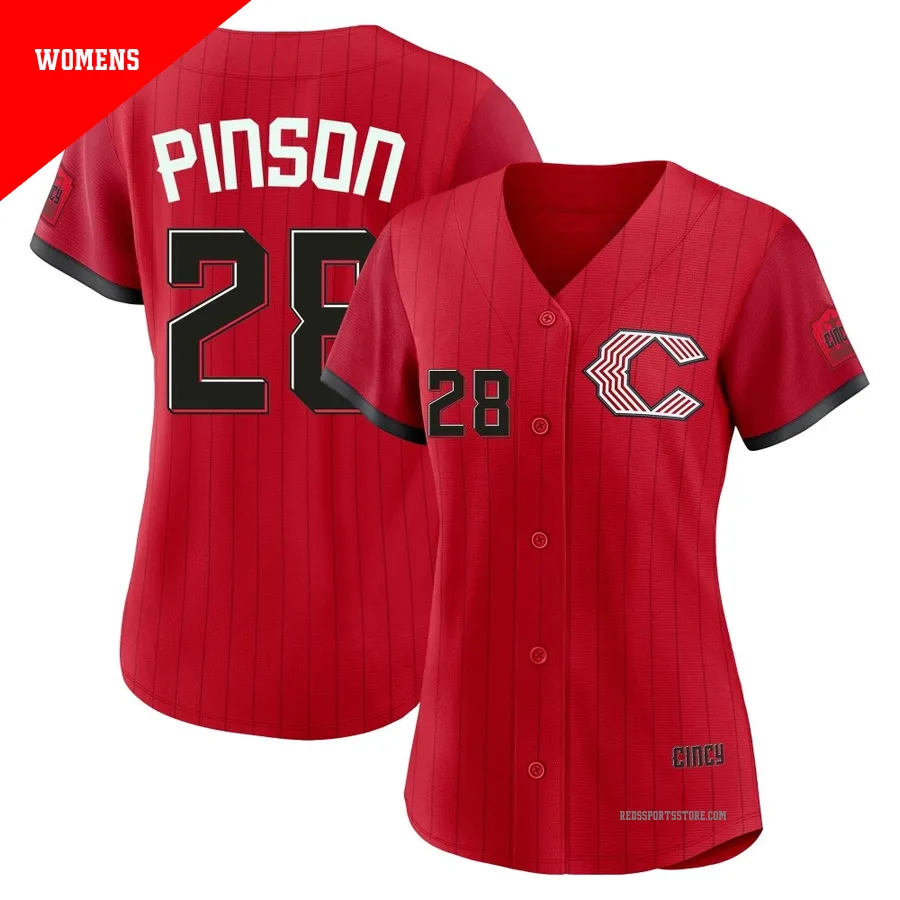 Cincinnati Reds ＃28 Vada Pinson Women's Red Limited 2026 City Connect Stadium Jersey