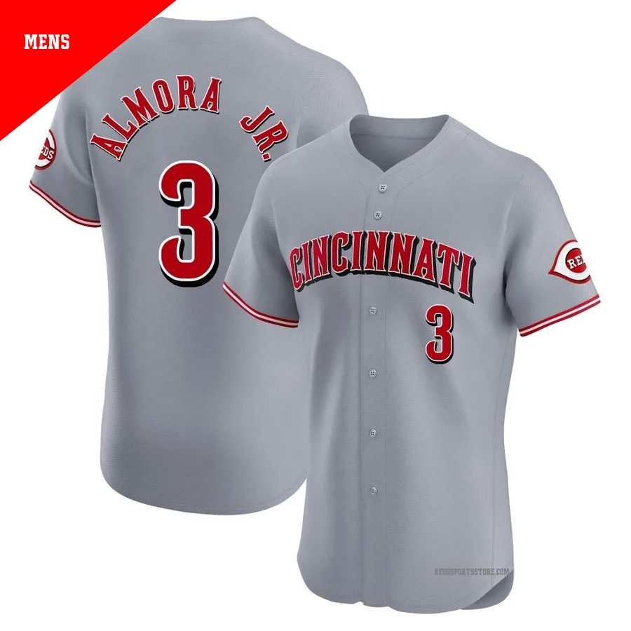 Cincinnati Reds ＃3 Albert Almora Jr. Men's Gray Elite Road Jersey